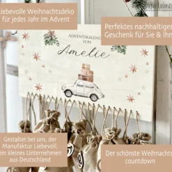 Personalisierter Adventskalender "Auto" mit Namen für Frauen und Männer zum Befüllen für die Adventszeit