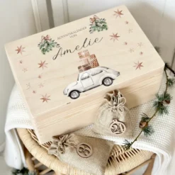 Personalisierter Adventskalender zum Befüllen, Adventskiste mit Weihnachtsdorf und Auto zum Auswählen