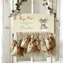 Personalisierter Adventskalender "Rehkitz" für Frauen mit Namen zum Befüllen für die Adventszeit
