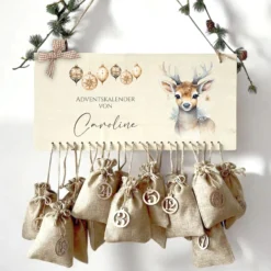 Personalisierter Adventskalender "Rehkitz" für Frauen mit Namen zum Befüllen für die Adventszeit