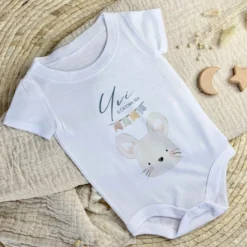 Personalisierter Babybody, Babygeschenk zur Geburt, Größe: 50/56, Motiv: Hase