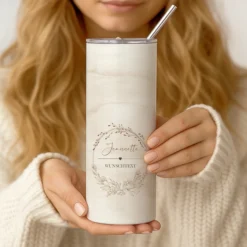 Personalisierter Edelstahl-Thermobecher mit Namen & Wunschtext, Boho Kaffeebecher to go, Geschenk für Frauen, Beste Freundin, Kollegin