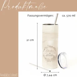 Personalisierter Edelstahl-Thermobecher mit Namen & Wunschtext, Boho Kaffeebecher to go, Geschenk für Frauen, Beste Freundin, Kollegin