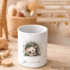 Personalisierter Keramik-Stiftehalter mit Namen | Individueller Stifteköcher für Kinder