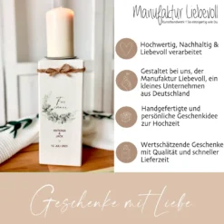Personalisierter Kerzenständer „Für immer“ zu Hochzeit, Vermählung, Trauung | Hochzeitsgeschenk mit Namen u. Hochzeitsdatum