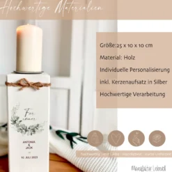 Personalisierter Kerzenständer „Für immer“ zu Hochzeit, Vermählung, Trauung | Hochzeitsgeschenk mit Namen u. Hochzeitsdatum