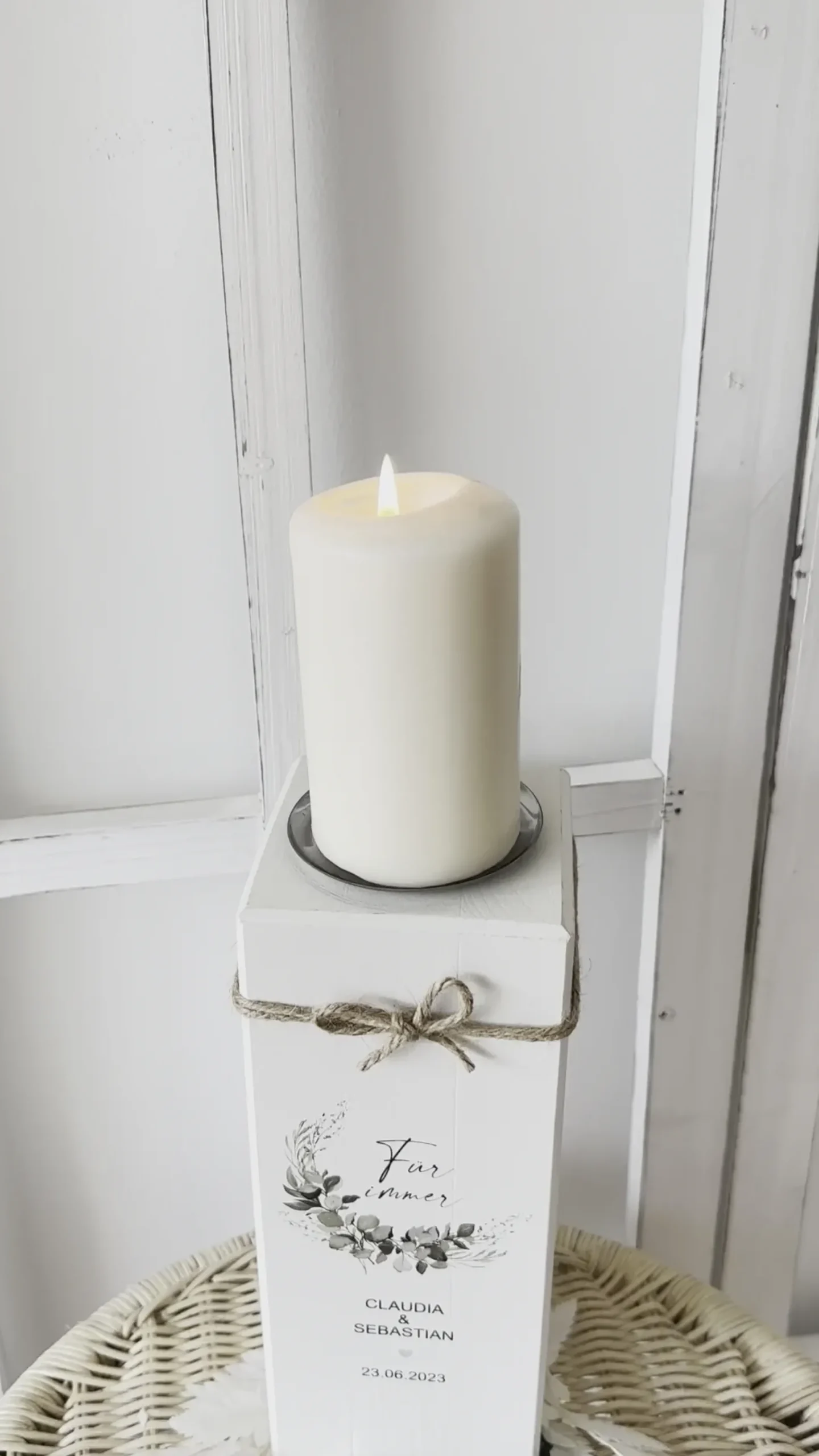 Personalisierter Kerzenständer „Für immer“ zu Hochzeit, Vermählung, Trauung | Hochzeitsgeschenk mit Namen u. Hochzeitsdatum