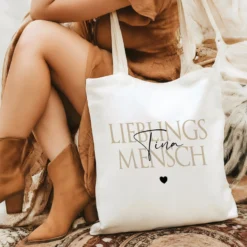 Personalisierter Stoffbeutel für Frauen, 3 Motive: Herzensmensch, Lieblingsmensch, Busenfreundin