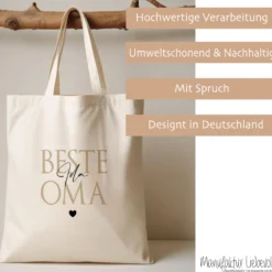 Personalisierter Stoffbeutel, 3 Motive: Beste Mama, Beste Oma, Beste Schwester
