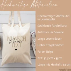 Personalisierter Stoffbeutel, 3 Motive: Beste Tante, Beste Patentante, Wunschtext