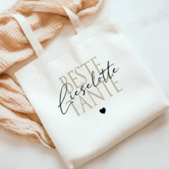 Personalisierter Stoffbeutel, 3 Motive: Beste Tante, Beste Patentante, Wunschtext