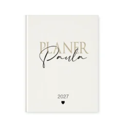 Personalisierter Terminplaner 2027 Din A5 | Hardcover Buchkalender mit Name | Weißes Cover, Modernes Design