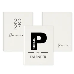 Personalisierter Terminplaner 2027 Din A5 | Minimalistischer Buchkalender mit Name | Weißes Hardcover – Manufaktur Liebevoll