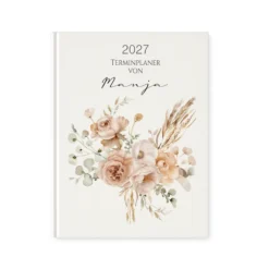 Personalisierter Terminplaner 2027 Din A5 | Hardcover Buchkalender mit Name | Florales & Boho Design