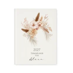 Personalisierter Terminplaner 2027 Din A5 | Hardcover Buchkalender mit Name | Florales & Boho Design
