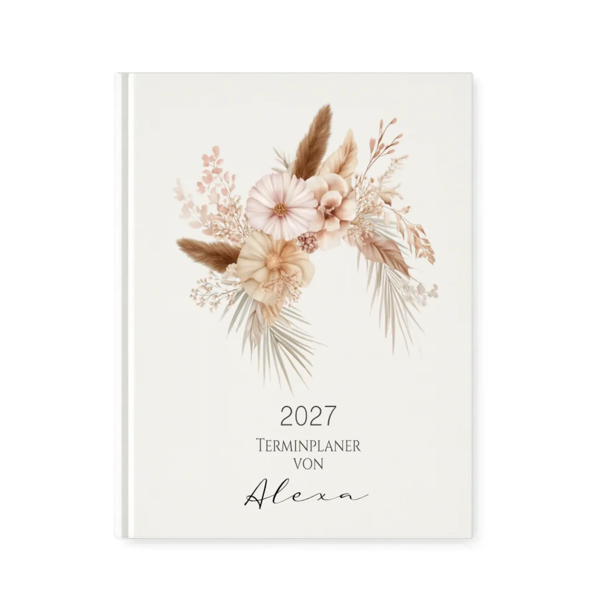 Personalisierter Terminplaner 2027 Din A5 | Hardcover Buchkalender mit Name | Florales & Boho Design