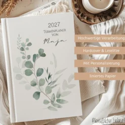 Personalisierter Terminplaner 2027 Din A5 | Hardcover Buchkalender mit Name | Florales & Boho Design