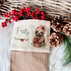 Personalisierter Weihnachtsstrumpf Faultier für Mädchen, Jungen, Teenager mit Namen zu Nikolaus und Weihnachten | Nikolausstrumpf Geschenkidee für Kinder I 7 Motivvarianten zur Auswahl