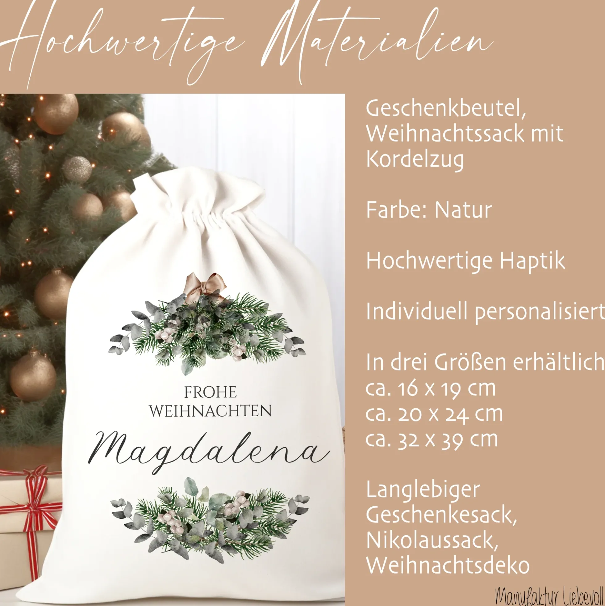 Personalisierter Weihnachtssack zum Befüllen für Erwachsene und Kinder zu Weihnachten