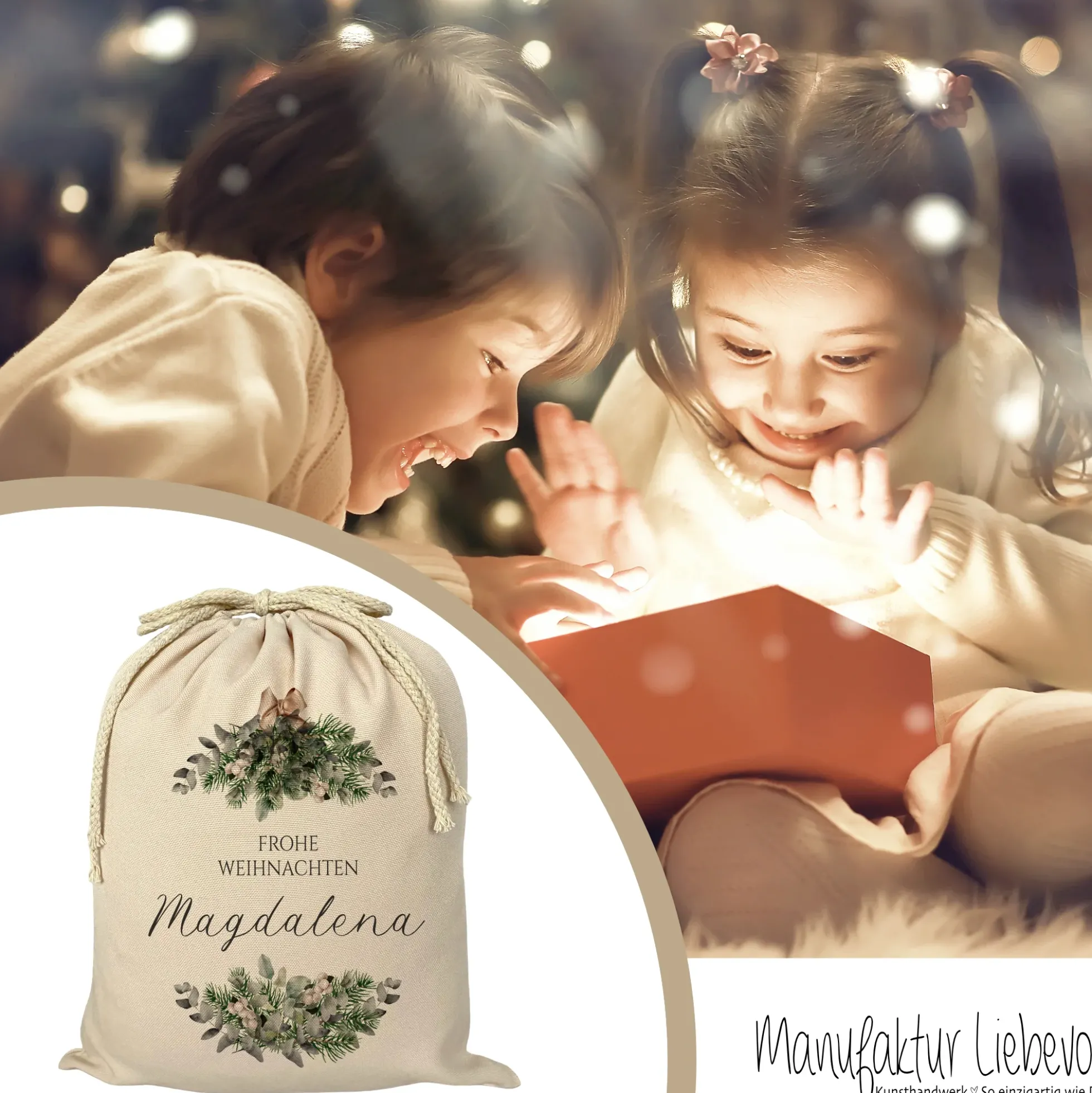Personalisierter Weihnachtssack zum Befüllen für Erwachsene und Kinder zu Weihnachten