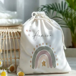 Personalisierter Zuziehbeutel für Kinder | Motive: Regenbogen, Auto, Elefant
