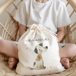Personalisierter Zuziehbeutel für Kinder | Motive: Fuchs, Hund, Waschbär
