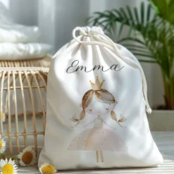 Personalisierter Zuziehbeutel für Kinder | Motive: Prinzessin, Einhorn, Märchen