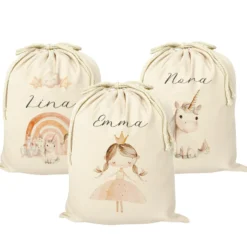 Personalisierter Zuziehbeutel für Kinder | Motive: Prinzessin, Einhorn, Märchen