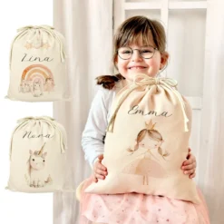 Personalisierter Zuziehbeutel für Kinder | Motive: Prinzessin, Einhorn, Märchen