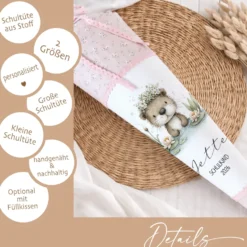 Personalisierte Schultüte aus Stoff – Individuelle Zuckertüte mit Namen & Motiv – 35cm & 70cm