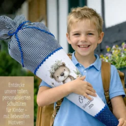 Personalisierte Schultüte aus Stoff – Individuelle Zuckertüte mit Namen & Motiv – 35cm & 70cm