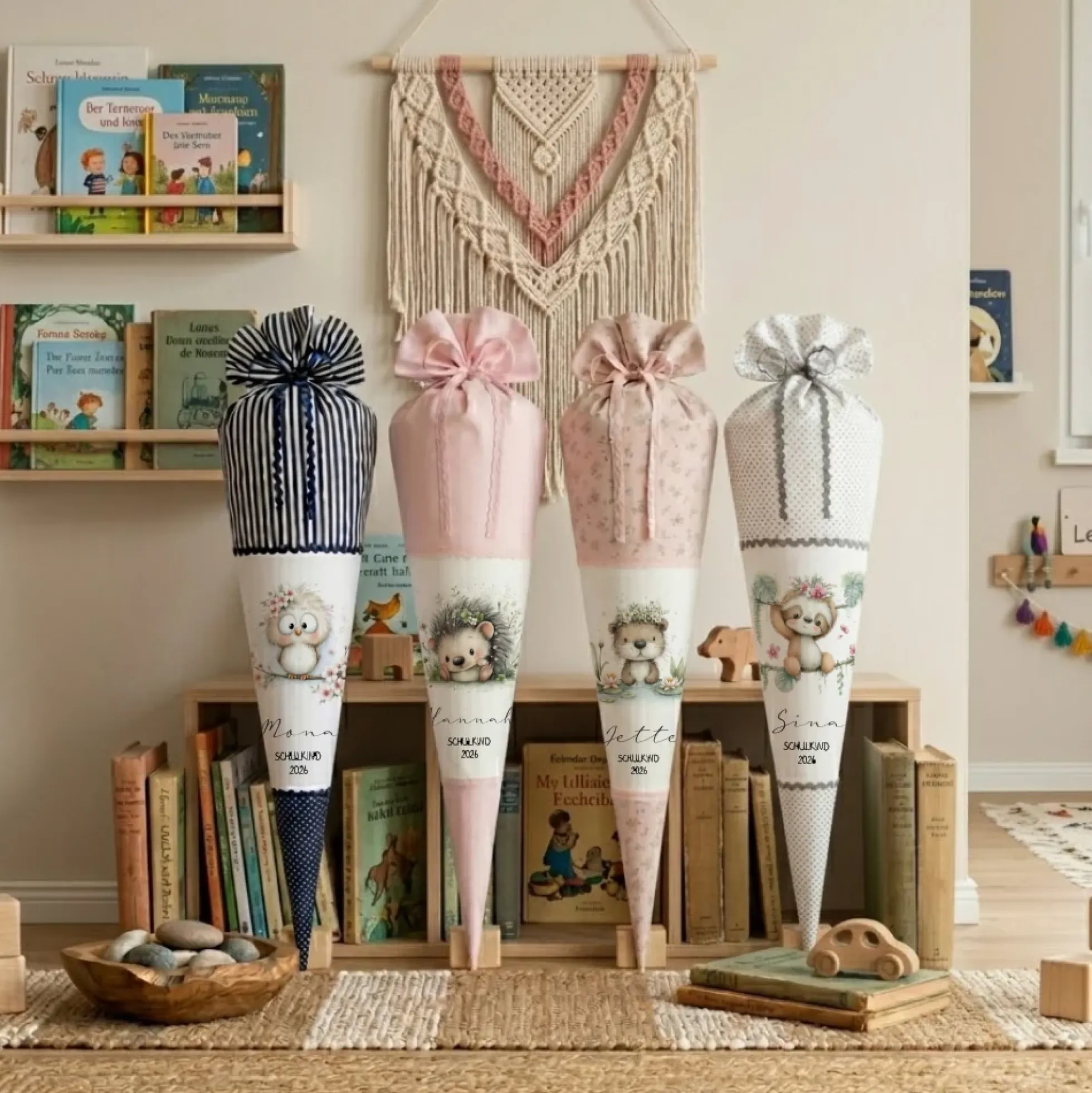 Personalisierte Schultüte aus Stoff – Individuelle Zuckertüte mit Namen & Motiv – 35cm & 70cm