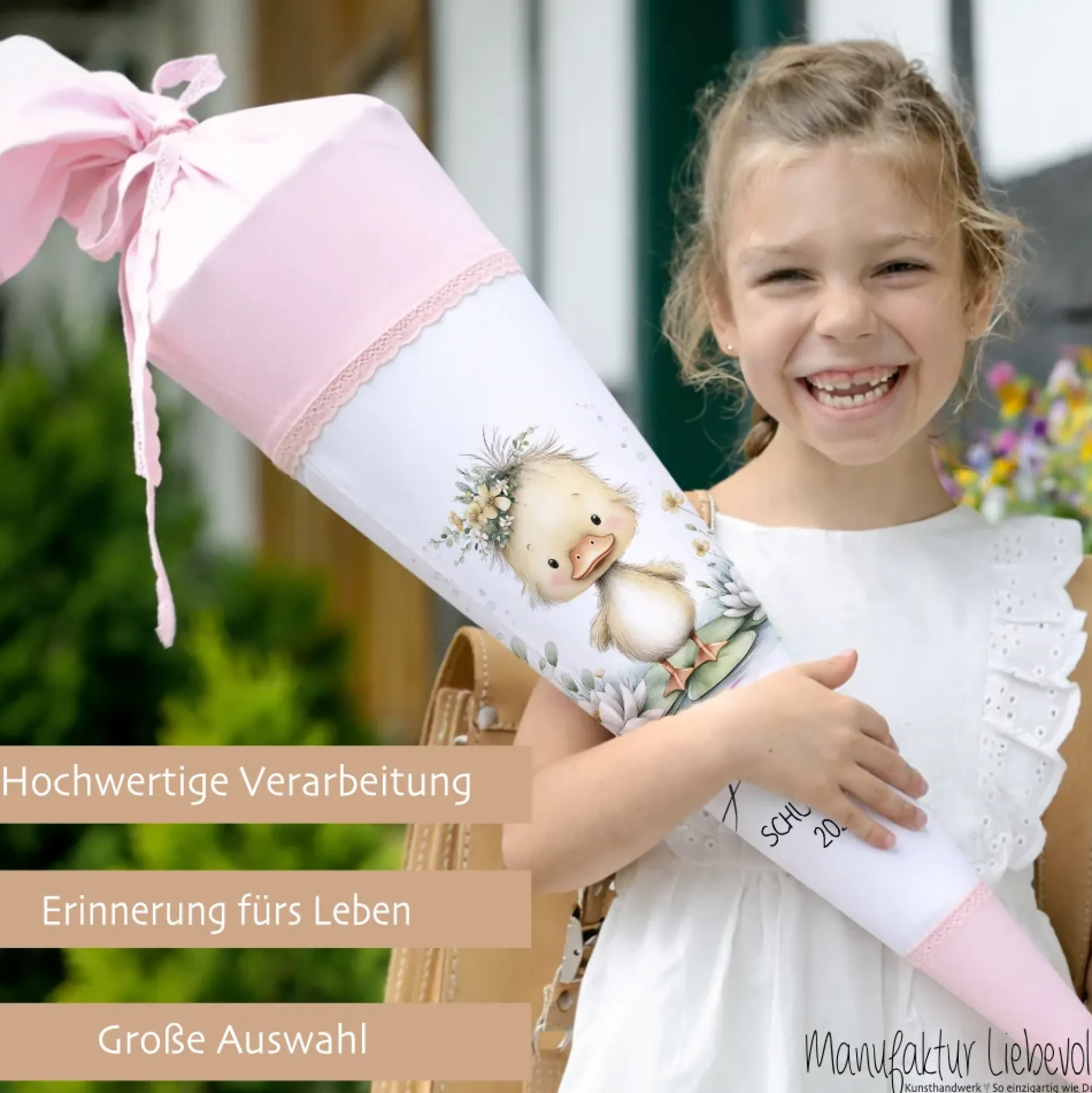 Personalisierte Schultüte aus Stoff – Individuelle Zuckertüte mit Namen & Motiv – 35cm & 70cm