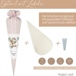 Personalisierte Schultüte aus Stoff – Individuelle Zuckertüte mit Namen & Motiv – 35cm & 70cm