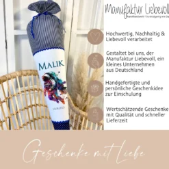 Personalisierte Schultüte Stoff Blau Junge Astronaut Weltall Weltraum Raumfahrt Wunschname Einschulungstüte 70 cm | Optional mit Füllkissen und Spitzenschutz