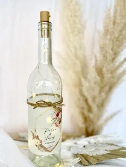 Personalisiertes Flaschenlicht zur Hochzeit | Besonderes Hochzeitsgeschenk | Handgefertigt mit den Namen des Paares und dem Hochzeitsdatum