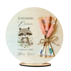 Personalisiertes Geldgeschenk zur Einschulung – Holzschild mit Namen als Geldhalter – Originelles Geschenk zum Schulanfang & Einschulungsdeko