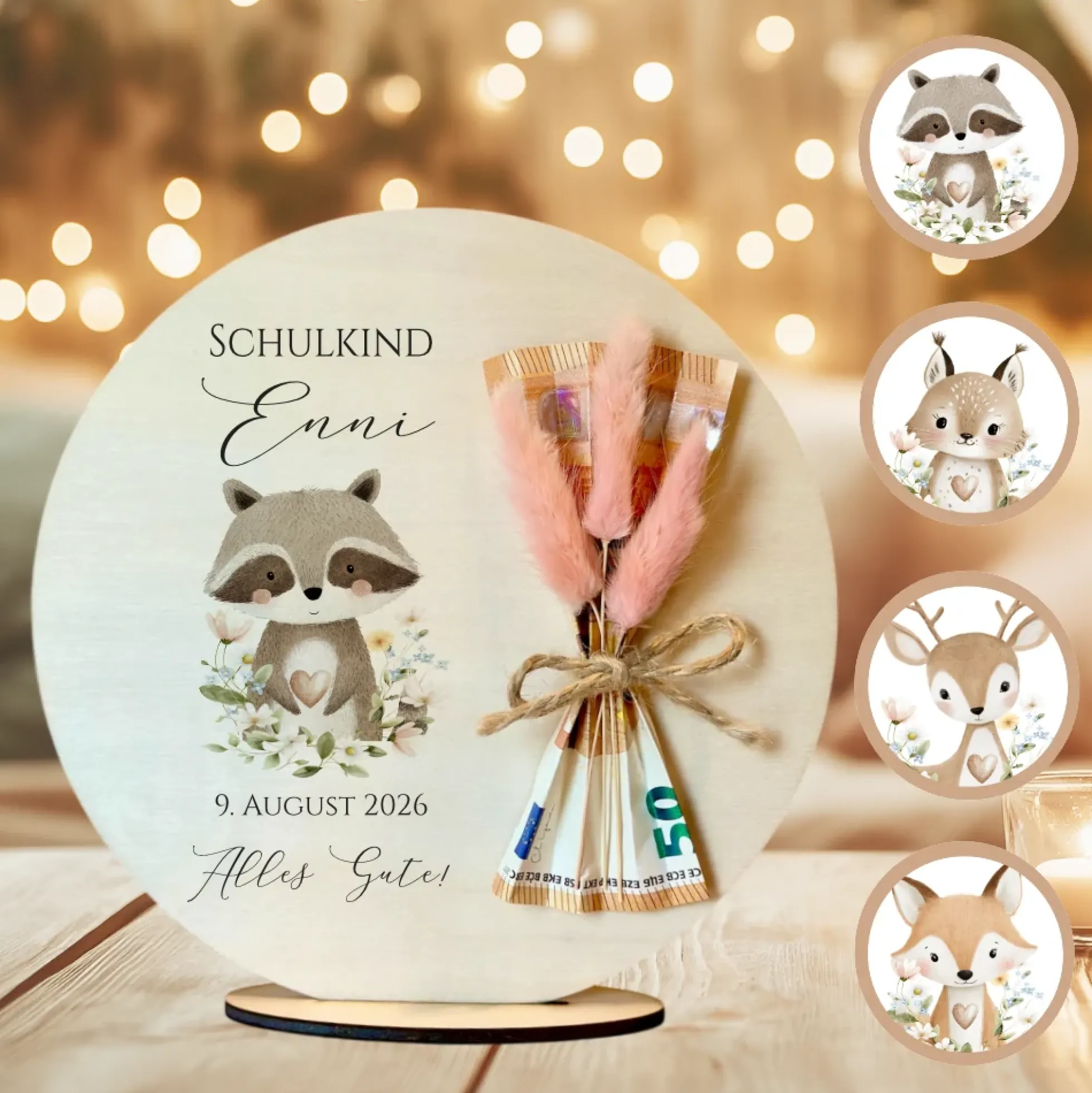 Personalisiertes Geldgeschenk zur Einschulung – Holzschild mit Namen als Geldhalter – Originelles Geschenk zum Schulanfang & Einschulungsdeko