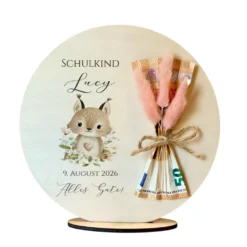 Personalisiertes Geldgeschenk zur Einschulung – Holzschild mit Namen als Geldhalter – Originelles Geschenk zum Schulanfang & Einschulungsdeko