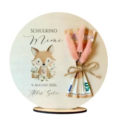 Personalisiertes Geldgeschenk zur Einschulung – Holzschild mit Namen als Geldhalter – Originelles Geschenk zum Schulanfang & Einschulungsdeko