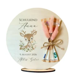 Personalisiertes Geldgeschenk zur Einschulung – Holzschild mit Namen als Geldhalter – Originelles Geschenk zum Schulanfang & Einschulungsdeko