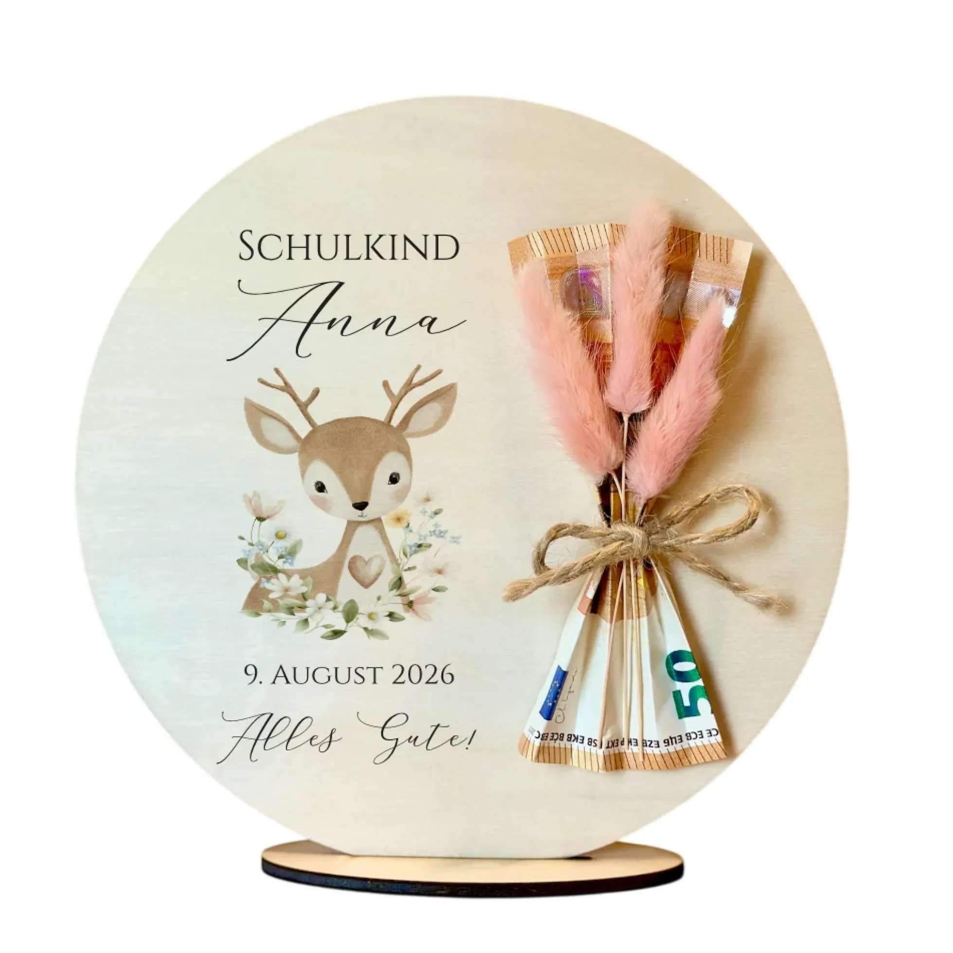 Personalisiertes Geldgeschenk zur Einschulung – Holzschild mit Namen als Geldhalter – Originelles Geschenk zum Schulanfang & Einschulungsdeko