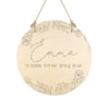 Personalisiertes Geschenk für Babys zur Geburt u. Taufe | Babygeschenk mit dem Namen u. den Geburtsdaten | Florales Holzschild für das Babyzimmer