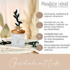 Personalisiertes Geschenkglas "Für einen wundervollen Menschen" mit Wunschtext, Kerze und Trockenblume