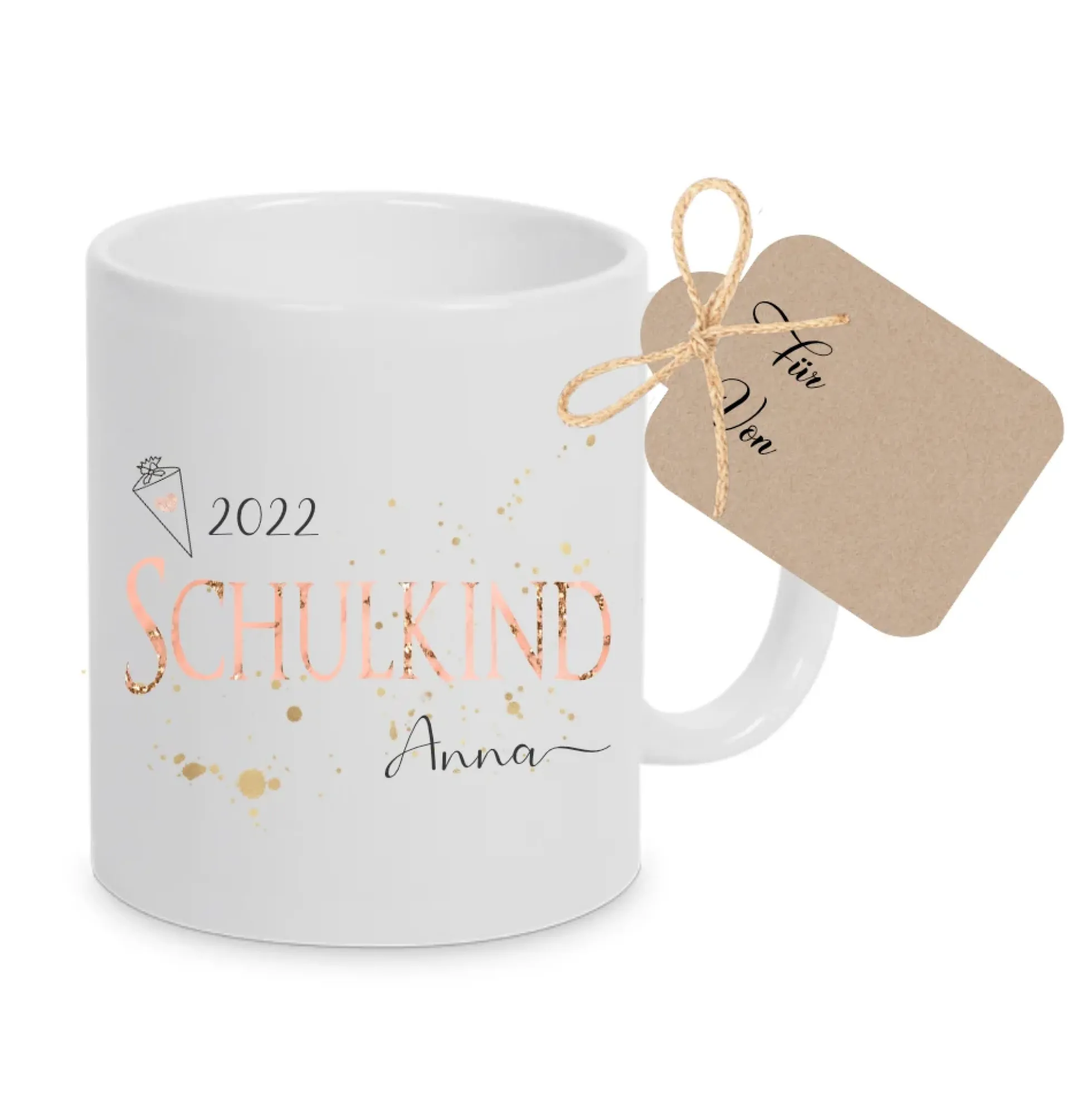 Personalisiertes Geschenk zur Einschulung | Tasse aus Keramik "Schulkind" mit Namen | Einschulungsgeschenk für Mädchen und Jungen | Kreative Geschenkidee zum Schulstart für Kinder | 2 Motivvarianten zur Auswahl