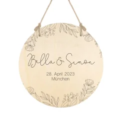 Personalisiertes Hochzeitsgeschenk aus Holz | Schild mit den Namen des Paares | Besonderes Geschenk zur Hochzeit, zum Valentinstag, zum Jahrestag u. zum Hochzeitstag