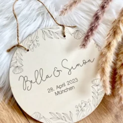 Personalisiertes Hochzeitsgeschenk aus Holz | Schild mit den Namen des Paares | Besonderes Geschenk zur Hochzeit, zum Valentinstag, zum Jahrestag u. zum Hochzeitstag