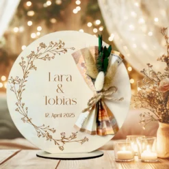 Personalisiertes Hochzeitsgeschenk Geld Geschenk aus Holz zur Hochzeit Geldgeschenk mit Namen u. Datum, Geschenk Hochzeit Tisch Deko Boho