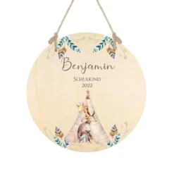 Personalisiertes Holzschild "Schulkind" mit Namen und Datum zur Einschulung | Originelles Einschulungsgeschenk und tolle Dekoration zum Schulstart | 2 Motivvarianten zur Auswahl