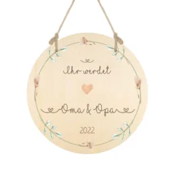 Personalisiertes Holzschild "Ihr werdet Oma & Opa" | Kreative Idee die Schwangerschaft zu verkünden | Originelles Geschenk für werdende Großeltern | 3 Motivvarianten zur Auswahl
